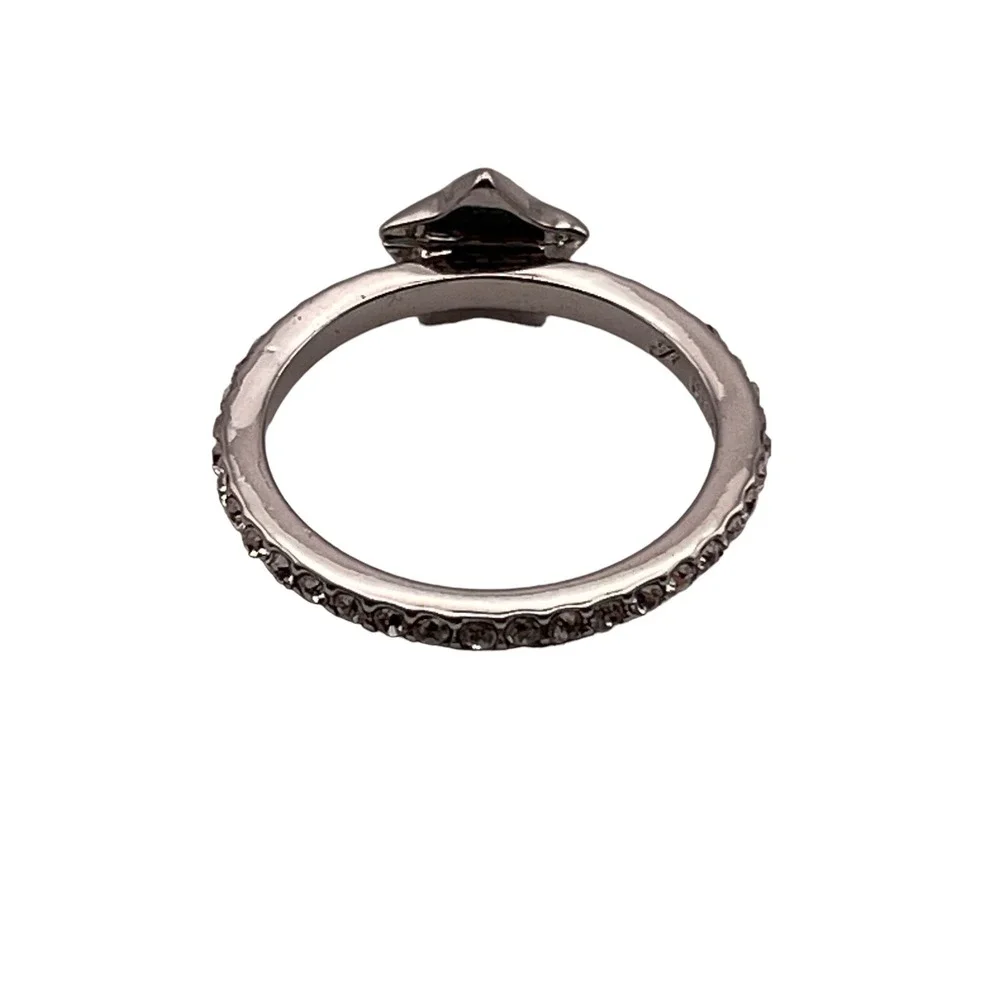 Star Ring Marked B China Silver‎ Tone Size 9 Icy Clear Rhinestones Astrology